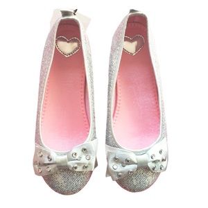 H&M Girls Sparkly Silver Ballet Flats Shoes NWT